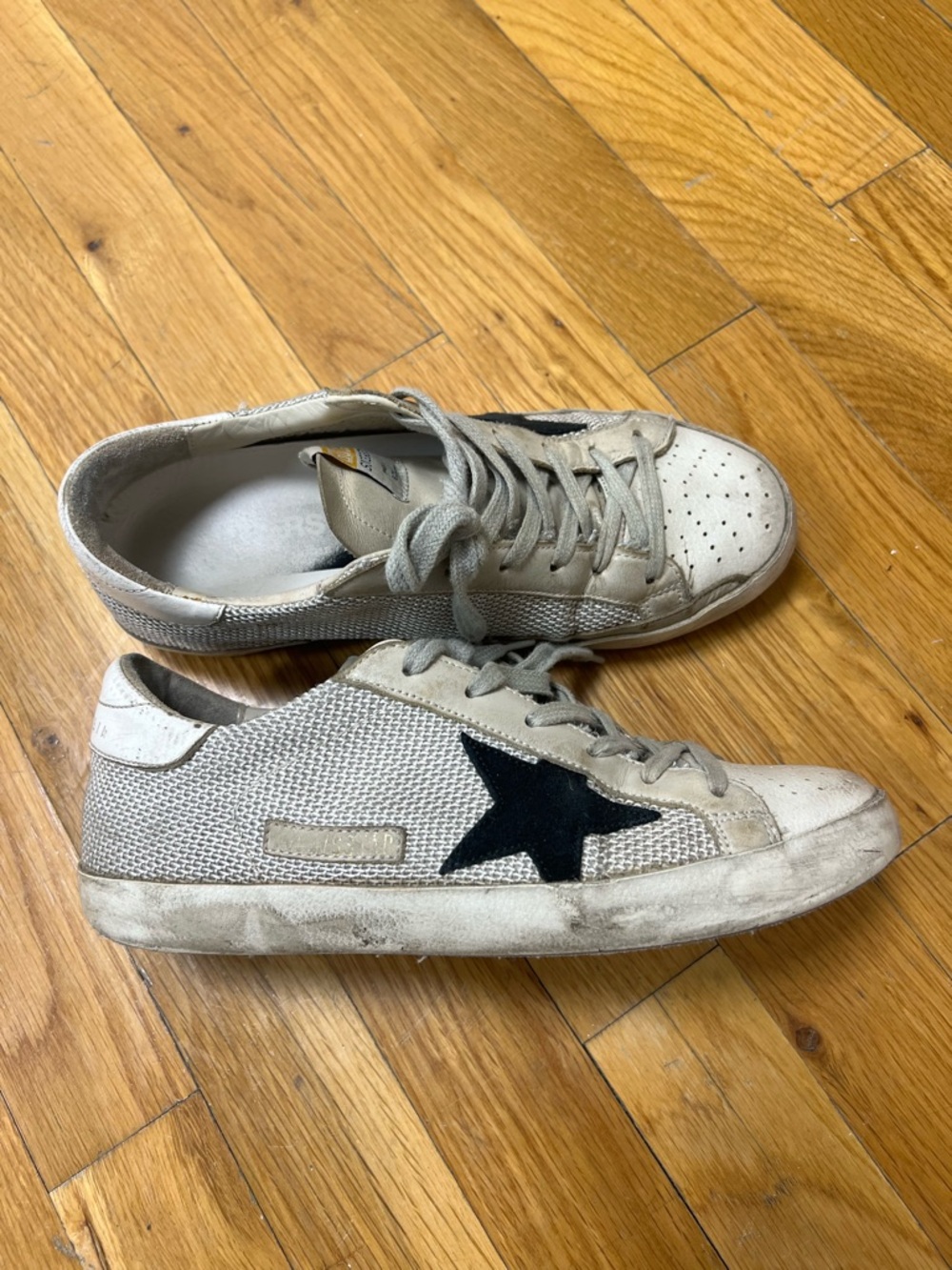 Golden Goose Beige Low-Top Sneakers with Black Star